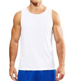 Weardear Gym Shirt Herren Training Fitness Bodybuilding Tankshirt Schnelltrocknendes Muskelshirt Sommer Unterhemd Funktionsunterhemd Laufshirt Weiß M von Weardear