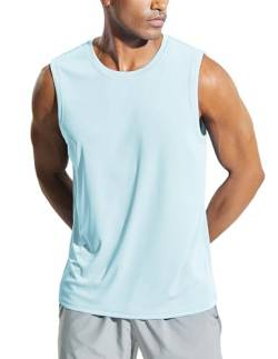 Weardear Herren Tank Top Workout Ärmelloser Quick Dry Sport T-Shirt Laufen Fitness Tankshirts Sommer Outdoor Funktionsshirt Hellblau S von Weardear