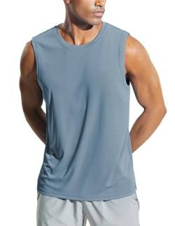 Weardear Herren Workout Bodybuilding Tanktops UPF50+ Sonnenschutz Athletisches Training Gym Shirts Weste Sleeveless Tshirt Running Dunkelblau XL von Weardear