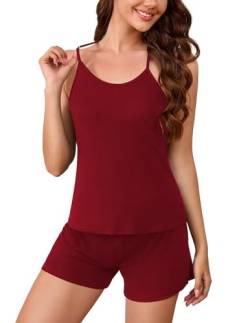 Weardear Schlafanzug Damen Sexy Pyjama Set Nachtwäsche Sommer Kurz Hausanzug Cami Top und Shorts Sleepwear von Weardear