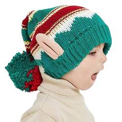 Weihnachtselfe Strickmütze Wintermütze Herren Damen Strickmütze Mit Elfenohren, Beanie Mütze Weihnachtsmütze Für Kaltes Wetter, Modische Totenkopf- ützen von Weatail