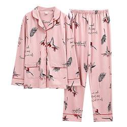 Webuyii Schwangerschafts-Pyjama-Set, Baumwolle, Button-Down-Still-Nachtwäsche, weiches Krankenhaus, Schwangerschaft und Still-Pyjama-Set, rosa blume, Medium von Webuyii