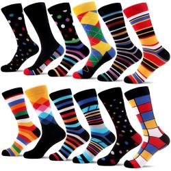 WeciBor Bunt Lustige Herren Socken Neuheit Coole mit Motiv Baumwolle Socken 12 Paar, Größe 43-46 von WeciBor