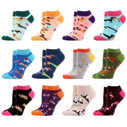 WeciBor Damen Lustige Bunt Baumwolle Sneaker Kurze Socken 12 Paar, Größe 35-38 von WeciBor