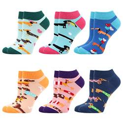 WeciBor Damen Lustige Bunt Baumwolle Sneaker Kurze Socken 6 Paar, Größe 35-38 von WeciBor