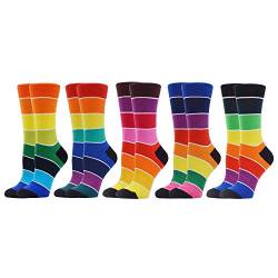 WeciBor Damen Lustige Bunte Pride Socken(Größe 35-38, 5 Paar Regenbogenstreifen) von WeciBor