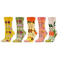 WeciBor Damen Lustige Bunte Socken(Größe 35-38,5 Paar Blume) von WeciBor