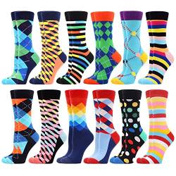 WeciBor Damen Lustige Bunte Socken(Größe 39-42, 12 Paar Geometrie 1) von WeciBor