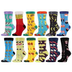 WeciBor Damen Lustige Bunte Socken(Größe 39-42, 12 Paare - Buntes Essensthema) von WeciBor