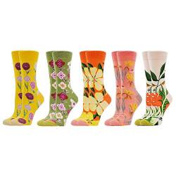 WeciBor Damen Lustige Bunte Socken(Größe 39-42,5 Paar Blume) von WeciBor