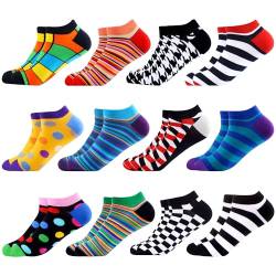 WeciBor Herren Bunt Lustige Baumwolle Sneaker Kurze Socken 12 Paar, Größe 39-42 von WeciBor