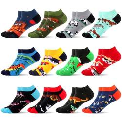 WeciBor Herren Bunt Lustige Baumwolle Sneaker Kurze Socken 12 Paar, Größe 43-46 von WeciBor