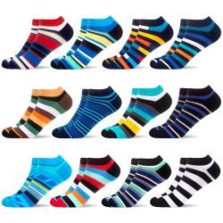 WeciBor Herren Bunt Lustige Baumwolle Sneaker Kurze Socken 12 Paar, Größe 43-46 von WeciBor