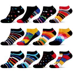 WeciBor Herren Bunt Lustige Baumwolle Sneaker Kurze Socken 12 Paar, Größe 43-46 von WeciBor