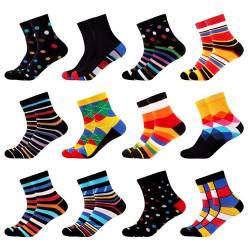 WeciBor Herren Bunt Lustige Quarter Socken aus Baumwolle 12 Paar, Größe 43-46 von WeciBor