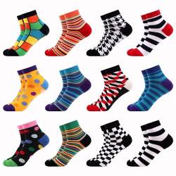 WeciBor Herren Bunt Lustige Quarter Socken aus Baumwolle 12 Paar, Größe 43-46 von WeciBor