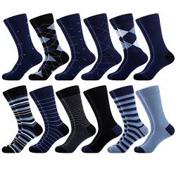 WeciBor Herren Gekämmte Baumwolle ohne Naht Komfort Atmungsaktive Blau Navy Business Socken 12 Paar - Größe 39-42 von WeciBor