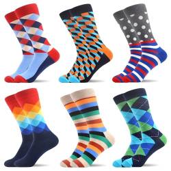 WeciBor Herren lustige Bunte Coole mit Geometrie Motiv Socken 6 Paar, Größe 43-46 von WeciBor