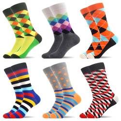 WeciBor Herren lustige Bunte Coole mit Geometrie Motiv Socken 6 Paar, Größe 43-46 von WeciBor