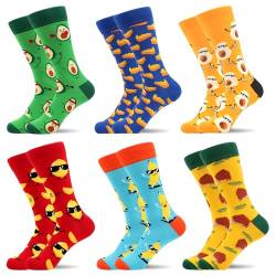 WeciBor Herren lustige Bunte Coole mit Obst Food Motiv Socken 6 Paar, Größe 43-46 von WeciBor