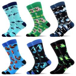 WeciBor Herren lustige Bunte Coole mit Tier Motiv Socken 6 Paar, Größe 43-46 von WeciBor