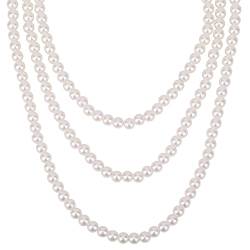 WedDecor Damen Lang Weiß 1920s Künstlich Perle Halskette Great Gatsby Tropfen Choker Perlen Vintage Mode Halskette für Braut Hochzeit Party Zubehör - Weiß, 47 Inches von WedDecor