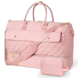 Wedama Reisetasche Groß Weekender Tasche für Damen mit Schuhfach, Pink von Wedama