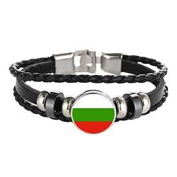 Bulgarien Flagge geflochtenes Armband Leder Kette Kristall Armband Souvenir, Mode handgefertigte Armband für Mann & Frau besonderes Tagesgeschenk von Wedare Souvenir