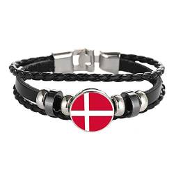 Dänemark Flagge geflochtenes Armband Leder Kette Kristall Armband Souvenir, Mode handgefertigte Armband für Mann & Frau besonderes Tagesgeschenk von Wedare Souvenir