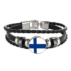 Finnland Flagge geflochtene Armband Leder Kette kristall Armband Souvenir, Mode handgefertigte Armband für Mann & Frau besonderes Tag Geschenk von Wedare Souvenir