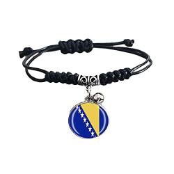 Geflochtenes Armband mit Bosnien und Herzegowina Flagge, verstellbar, Nylon, Kristall, Souvenir, modisches handgefertigtes Armband für Mann und Frau, besonderes Geschenk von Wedare Souvenir