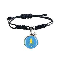 Geflochtenes Armband mit Kasachstan-Flagge, verstellbar, Nylon, Kristall, Souvenir, modisches handgefertigtes Armband für Mann und Frau, besonderes Geschenk von Wedare Souvenir