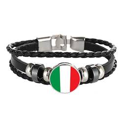 Italien Flagge geflochtenes Armband Leder Kette Kristall Armband Souvenir, Mode handgefertigte Armband für Mann & Frau besonderes Tagesgeschenk von Wedare Souvenir