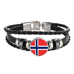 Norwegen Flagge geflochtenes Armband Leder Kette Kristall Armband Souvenir, Mode handgefertigte Armband für Mann & Frau besonderes Tagesgeschenk von Wedare Souvenir