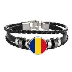 Rumänien Flagge geflochtenes Armband Leder Kette Kristall Armband Souvenir, Mode handgefertigte Armband für Mann & Frau besonderes Tagesgeschenk von Wedare Souvenir