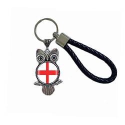 Schlüsselanhänger mit England-Flagge in Eulenform, Glaskristall, Souvenir, Dekoration, für Männer und Frauen, Anhänger, Zubehör, Geschenk von Wedare Souvenir