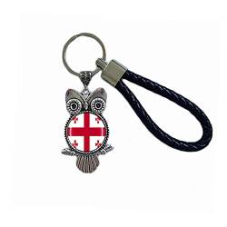 Schlüsselanhänger mit georgischer Flagge, Eule, Glas, Kristall, Souvenir, Dekoration, für Männer und Frauen, Anhänger, Zubehör, Geschenk von Wedare Souvenir