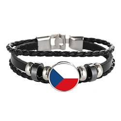 Tschechische Flagge geflochtenes Armband Leder Kette Kristall Armband Souvenir, Mode handgefertigte Armband für Mann & Frau besonderes Tagesgeschenk von Wedare Souvenir