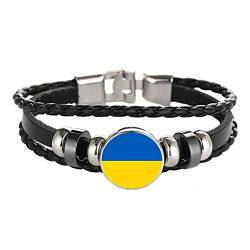 Ukraine Flagge geflochtene Armband Leder Kette kristall Armband Souvenir, Mode handgemachte Armband für Mann & Frau besonderes Tag Geschenk von Wedare Souvenir