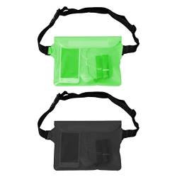 2er-Set Wasserdichte Taschen mit Verstellbarem Gurt | 100% Schutz Handyhüllen | Ideal für Wassersport, Strand, Schwimmen, Bootsfahrten & Skifahren (schwarz+grün) von WeddHuis