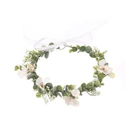 WeddHuis 1 Stück Künstlicher Blumenkranz Haarreif - Braut Kopfschmuck für Hochzeit, Zeremonie und Festival - Grüner Blätterkranz mit Blumenkrone und Haarschmuck für Frauen von WeddHuis