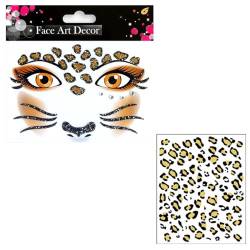 WeddHuis 2 teilig Leopard Tattoos Set Glitzer Leopard Gesichtstattoo Karneval Leoparden Stickers und Nagelsticker, Glitter Face Tattoo für Karneval Fasching, Motto Party Kinder & Erwachsene von WeddHuis
