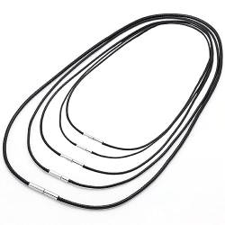 WeddHuis Kautschuk-Kette oder Armband - Schwarze Halskette mit Edelstahl-Verschluß(3mm-40/45/50/55/60cm) von WeddHuis