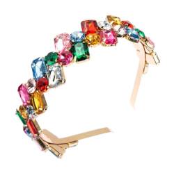 Strassstirnband Barock Kristall Haarband Buntes Perlen Bling Stirnbänder Mode Luxus Diamant Hair Hoop für Frauen Mädchen (Multicolor) von Weddflower