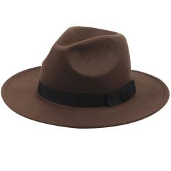 Fedora-Hut aus Wollfilz mit breiter Krempe, Panama-Mütze, Panama-Hut für Herren, Vintage-Stil, Filzhut mit breiter Krempe, braune Outbacks-Hüte, Einheitsgröße für Männer und Frauen, Outfit von Wedhapy