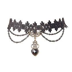 Wedity Gothic Schwarz Sexy Spitze Kragen Quaste Choker Halloween Party Zubehör für Frauen Mädchen (Schwarze Halskette 12) von Wedity