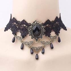 Wedity Gothic Schwarz Sexy Spitze Kragen Quaste Choker Halloween Party Zubehör für Frauen Mädchen (Schwarze Halskette 7) von Wedity