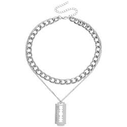 Wedity Gotische Kristall Kreuz Perle Halskette Sterne Spinne Schlange Halskette Personalisierte Klinge Anhänger Halskette Halloween Schmuck für Frauen Mädchen (Silber D) von Wedity