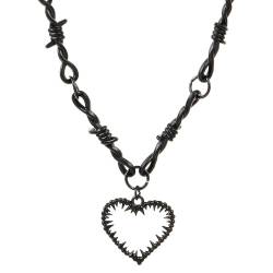 Wedity Liebe Dorn Halskette Hip Hop Dark Heart Shaped Anhänger Paar Halskette für Frauen und Männer von Wedity
