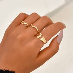 Wedity Snake Rose Crescent Knuckle Rings Set Metal Opening Crystal Ring Stapelbarer Ring mit Goldverbindung für Frauen und Mädchen (Ringe E) von Wedity